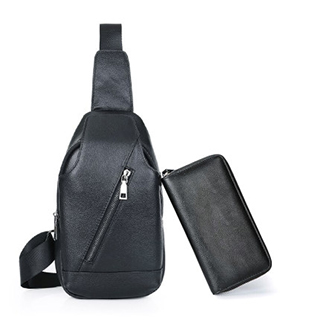 真皮胸包男韩版潮软皮多功能斜挎包