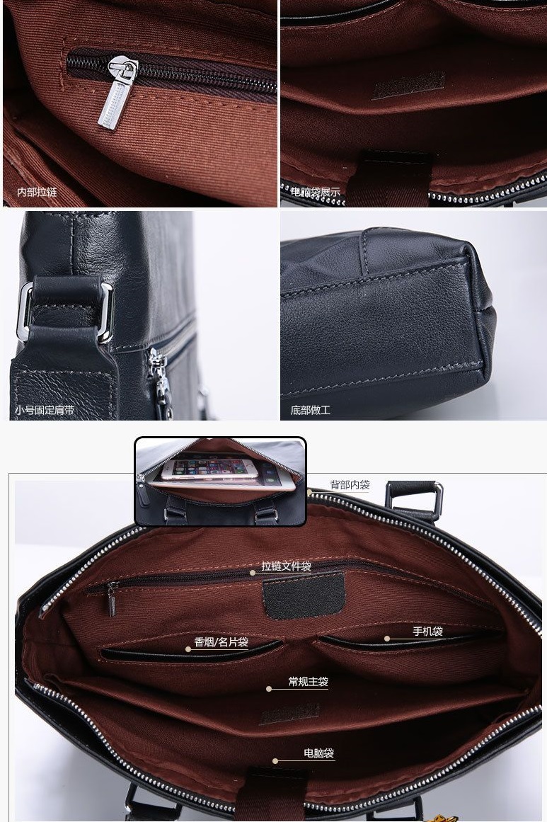 男式头层牛皮菱形压纹商务手提包 真牛男包 男式头层牛皮菱形压纹商务手提包 真牛男包