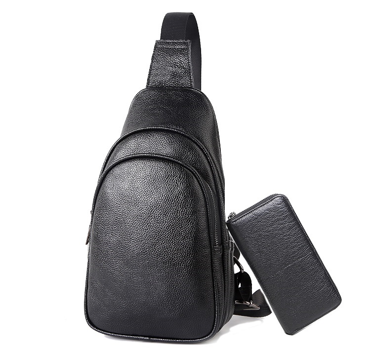 简约款男式头层牛皮荔枝纹男式胸包 简约款男式头层牛皮荔枝纹男式胸包