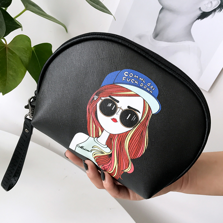 半圆形化妆包女包涂鸦收纳包多功能手拿包包