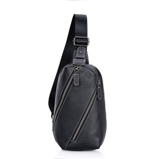 个性头层皮男式胸包 特色双拉风格胸包